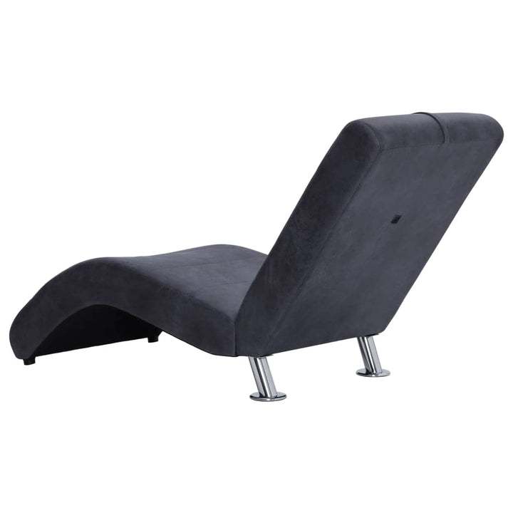 Chaise longue met kussen kunstsuède grijs