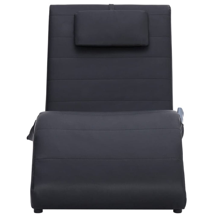 Massage chaise longue met kussen kunstleer zwart