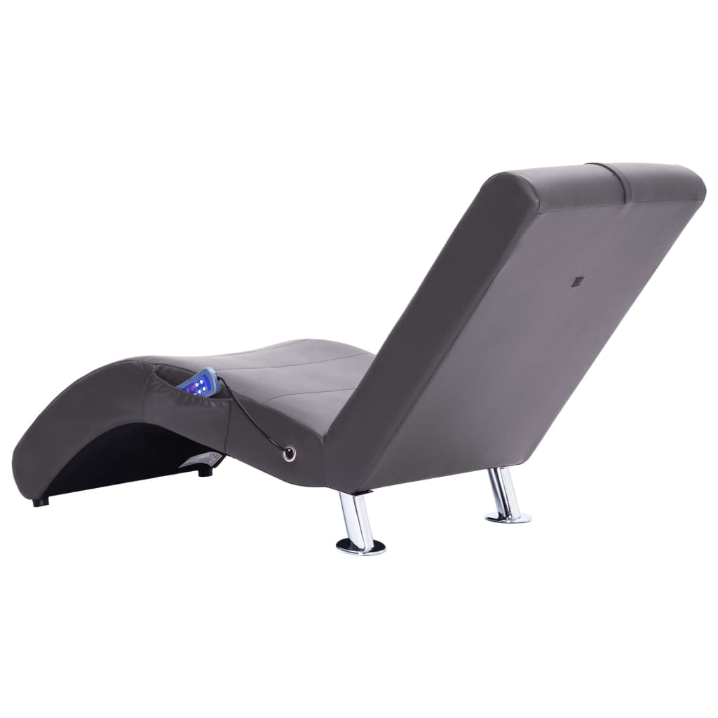 Massage chaise longue met kussen kunstleer grijs