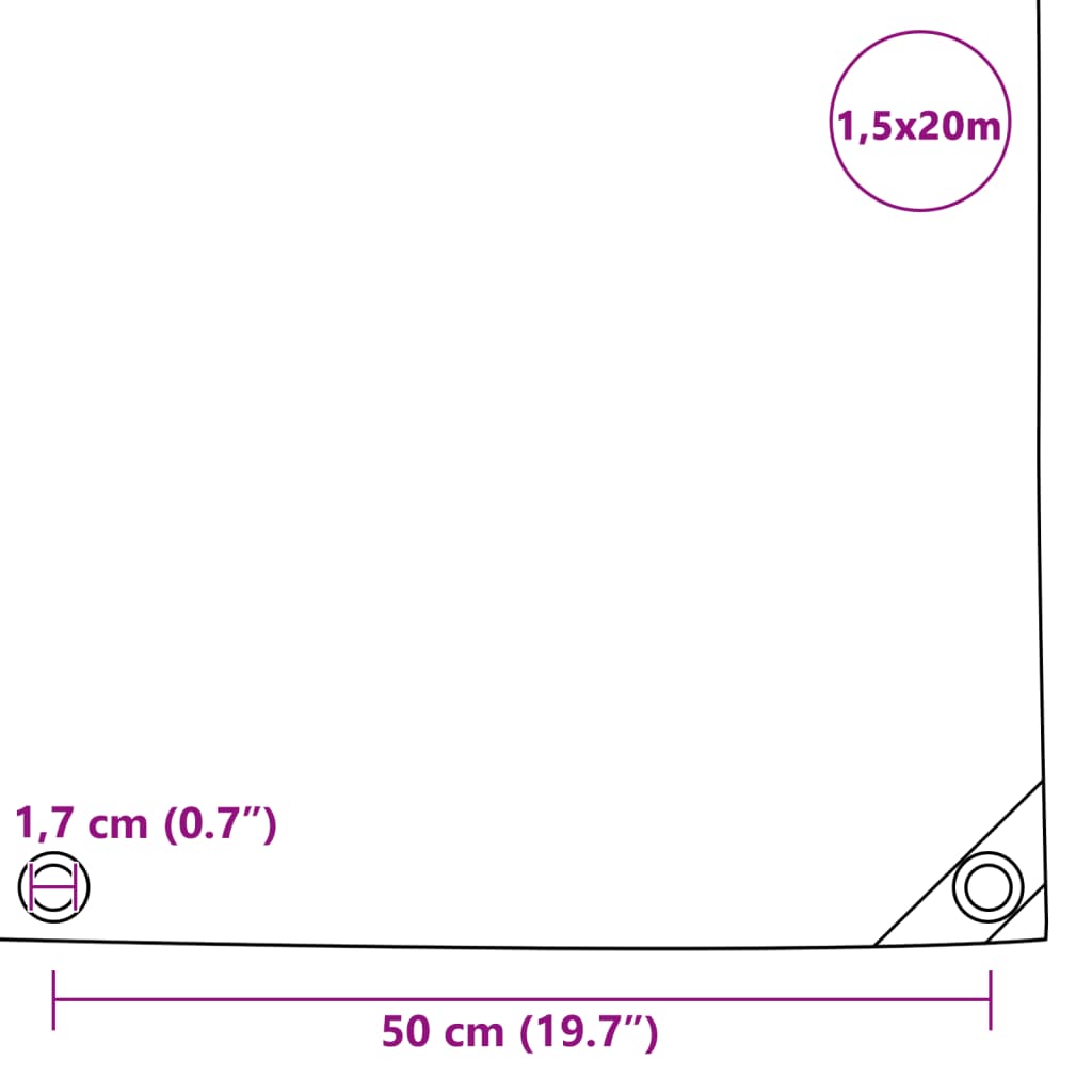 Dekzeil 650 g/m² 1,5x20 m grijs