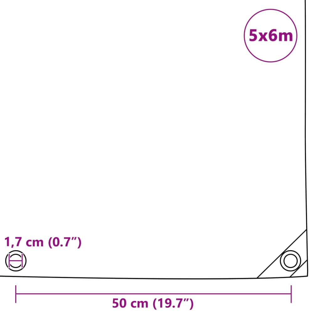 Dekzeil 650 g/m² 5x6 m grijs