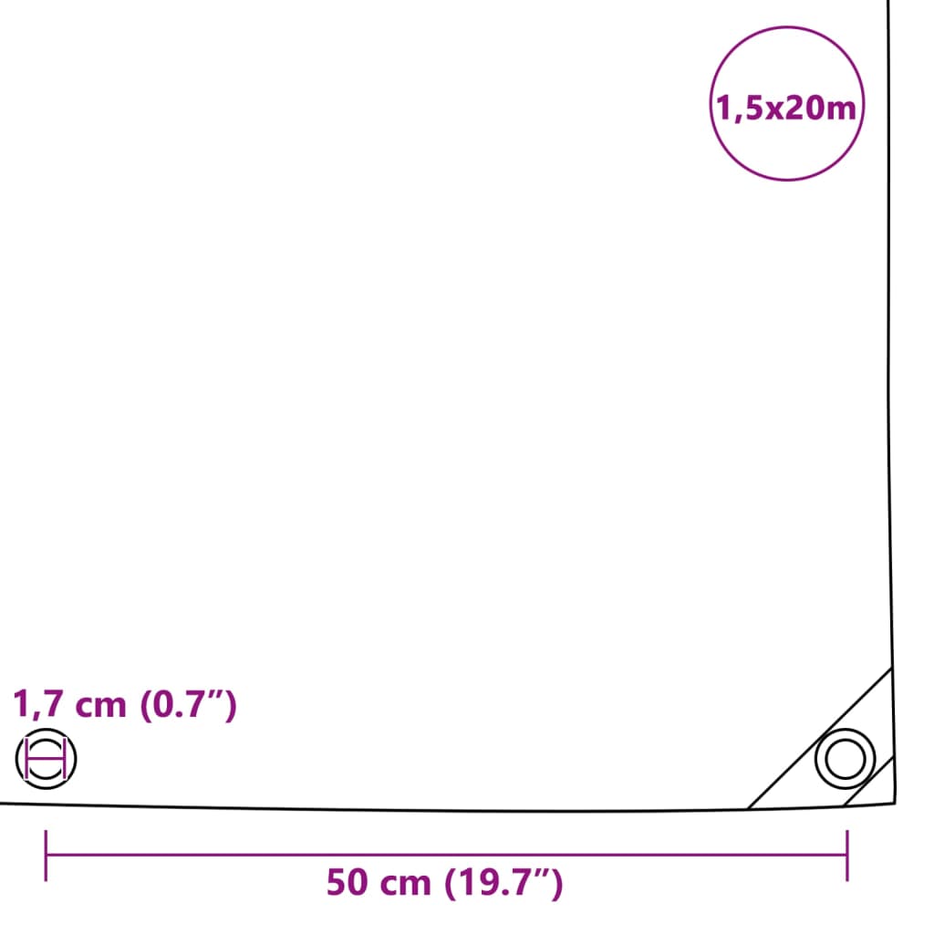 Dekzeil 650 g/m² 1,5x20 m blauw