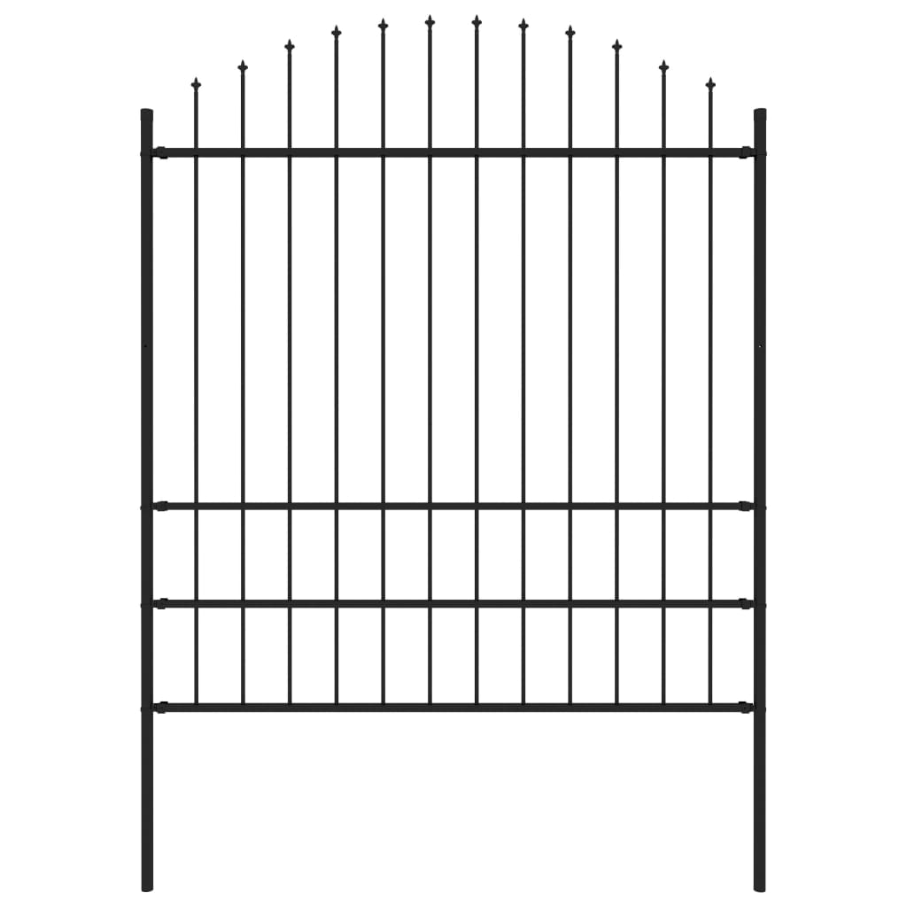 Tuinhek met speren bovenkant (1,75-2)x1,7 m staal zwart