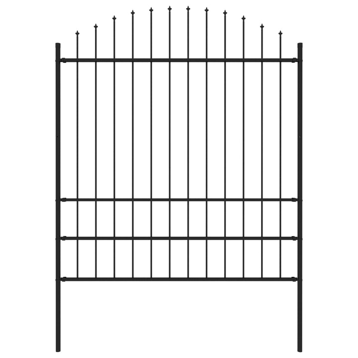 Tuinhek met speren bovenkant (1,75-2)x1,7 m staal zwart