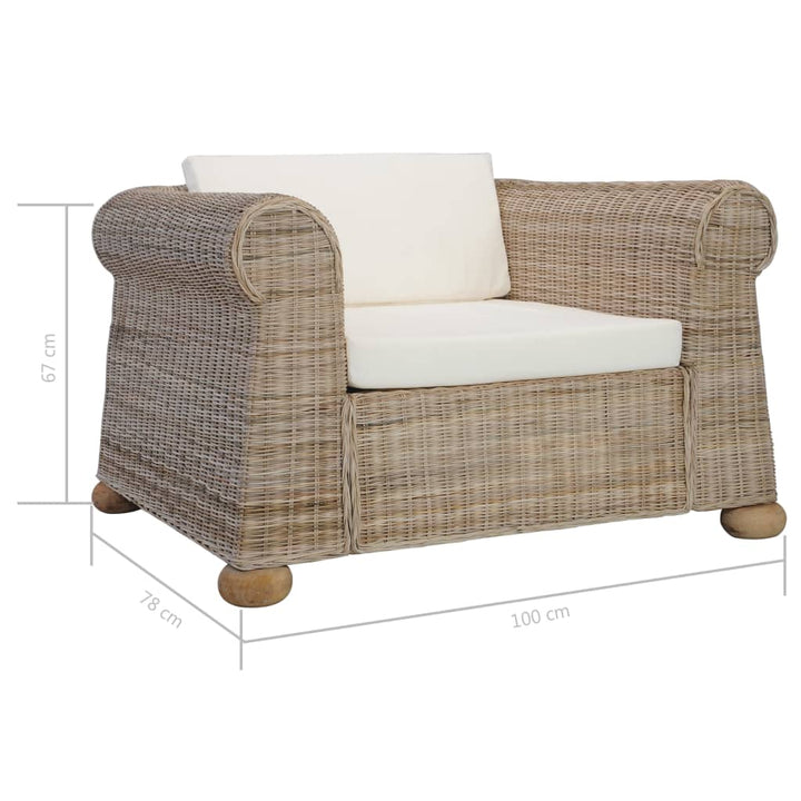 Fauteuil met kussens natuurlijk rattan