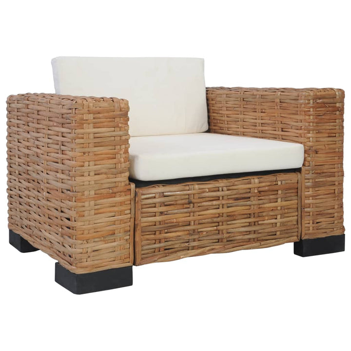 Fauteuil met kussens natuurlijk rattan