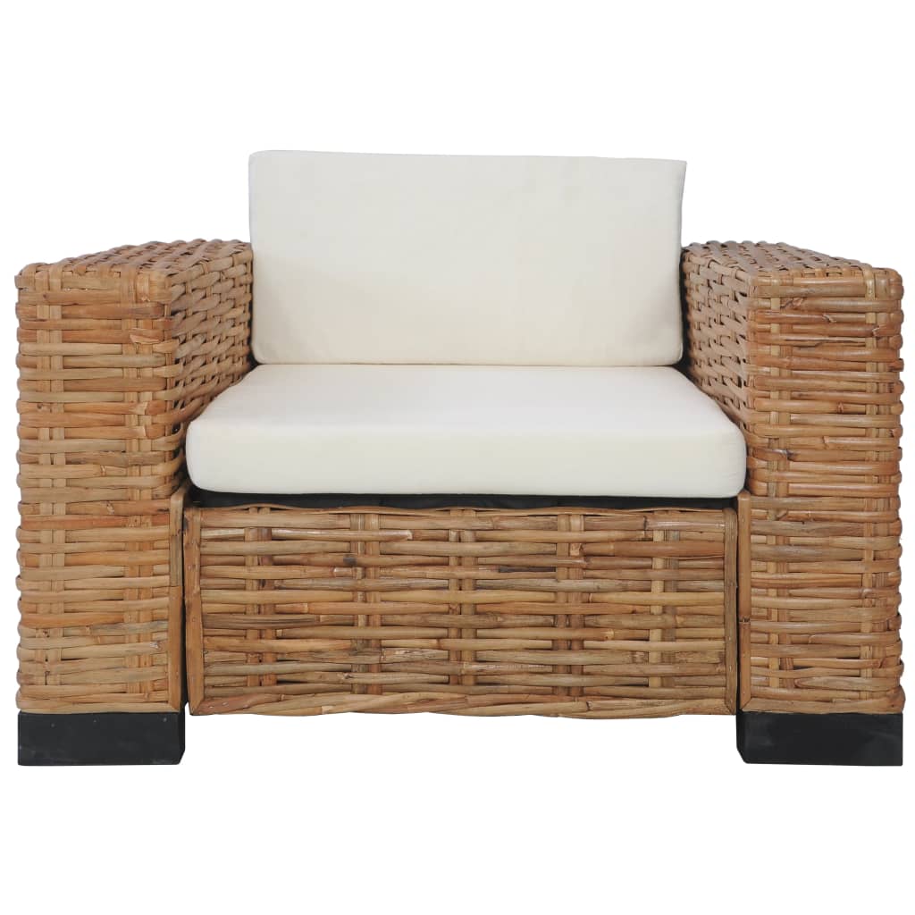 Fauteuil met kussens natuurlijk rattan