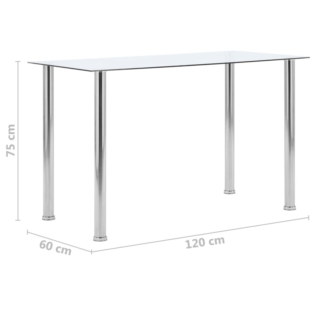 Eettafel 120x60x75 cm gehard glas transparant