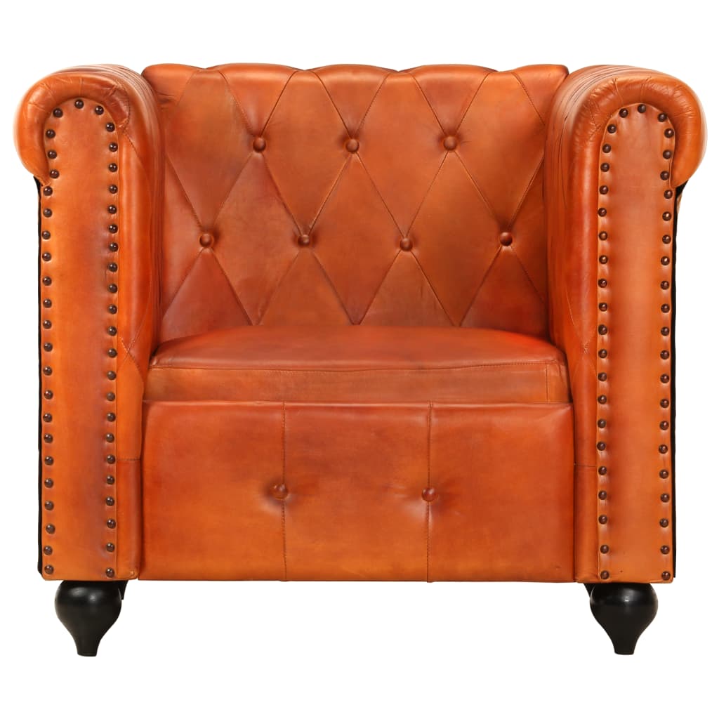 Fauteuil Chesterfield-stijl echt leer tan