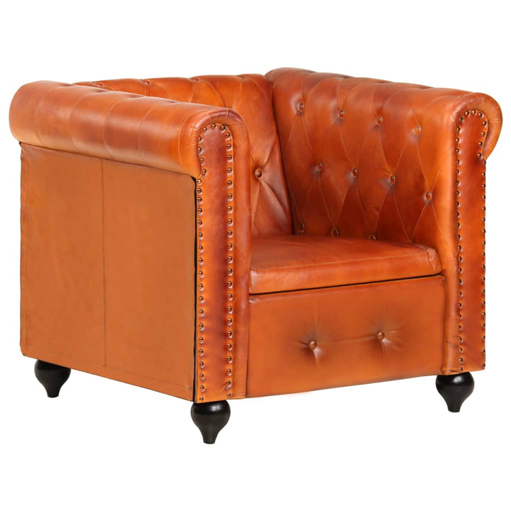 Fauteuil Chesterfield-stijl echt leer tan