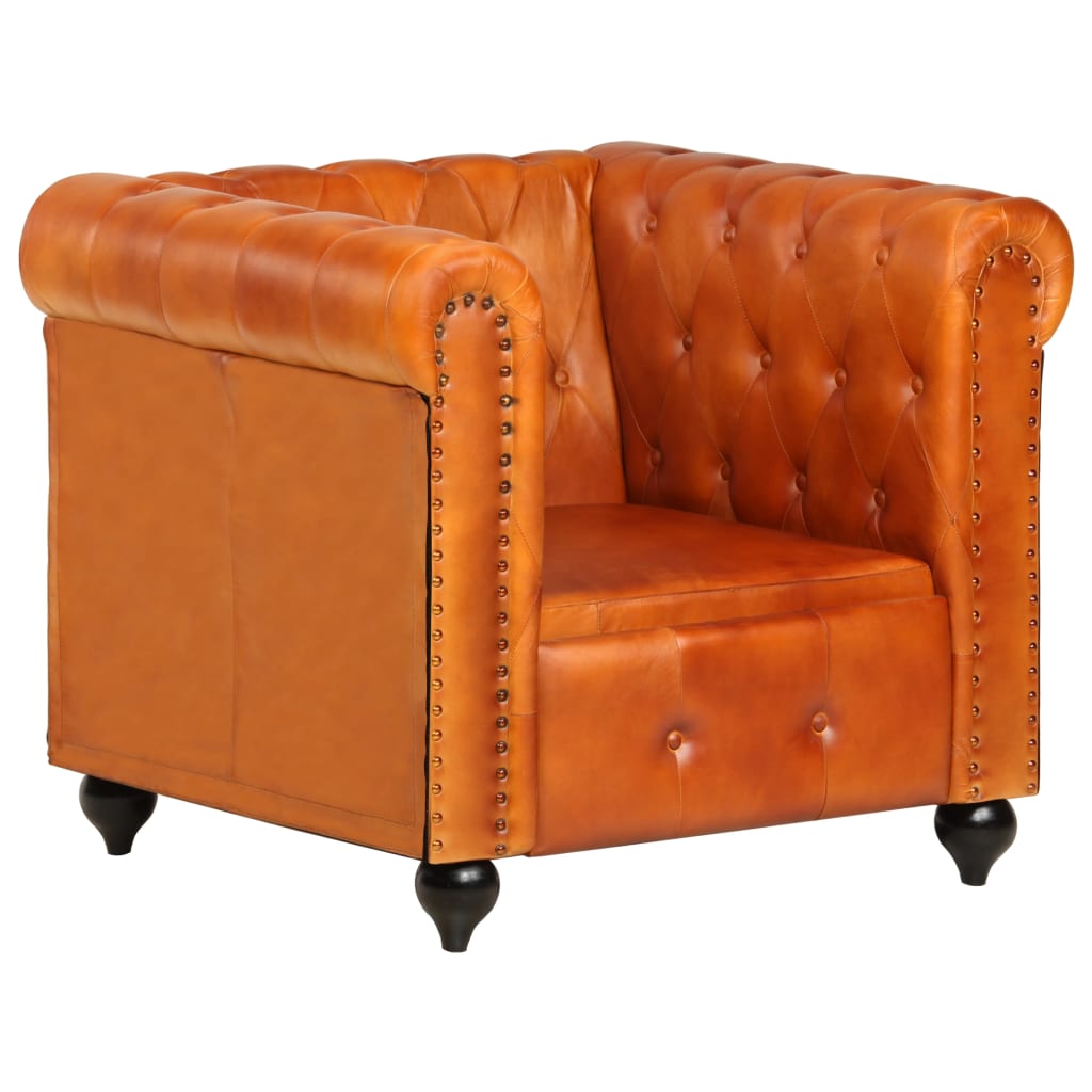 Fauteuil Chesterfield-stijl echt leer tan