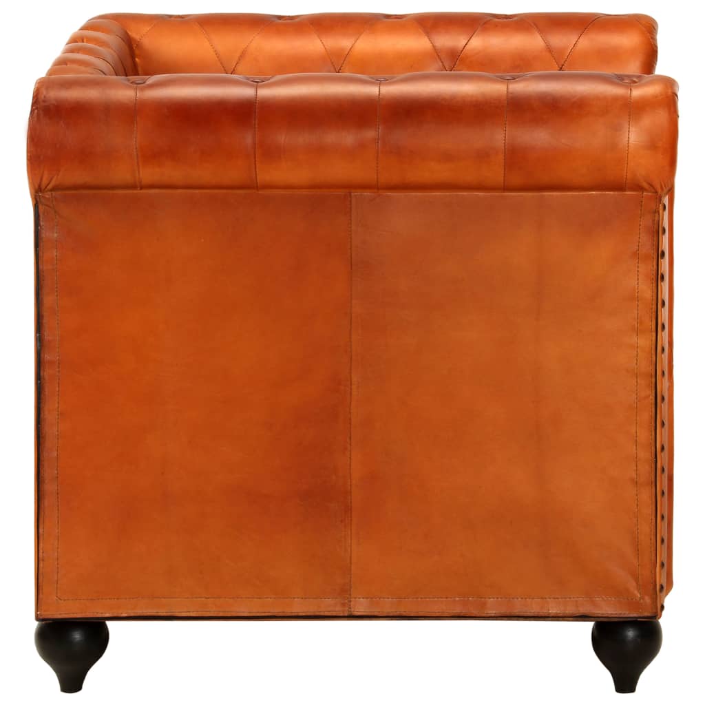 Fauteuil Chesterfield-stijl echt leer tan