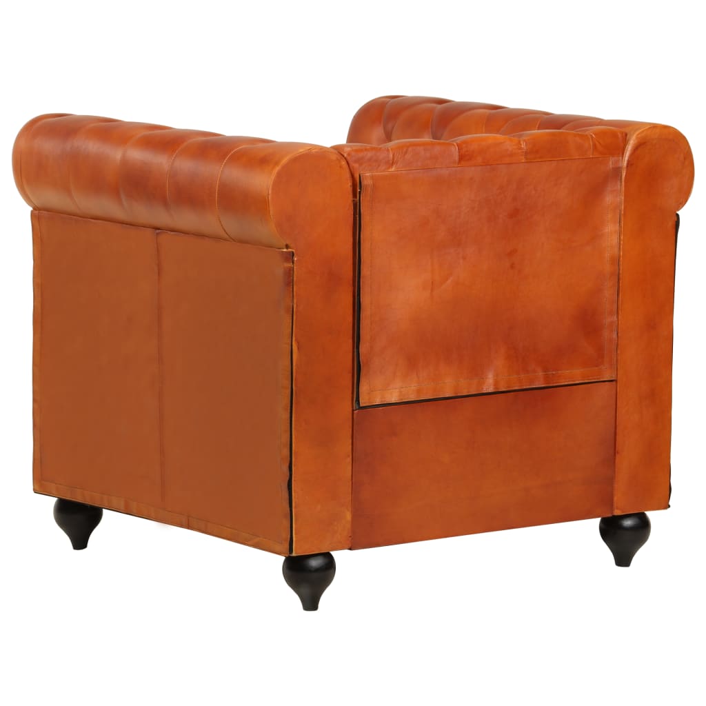 Fauteuil Chesterfield-stijl echt leer tan