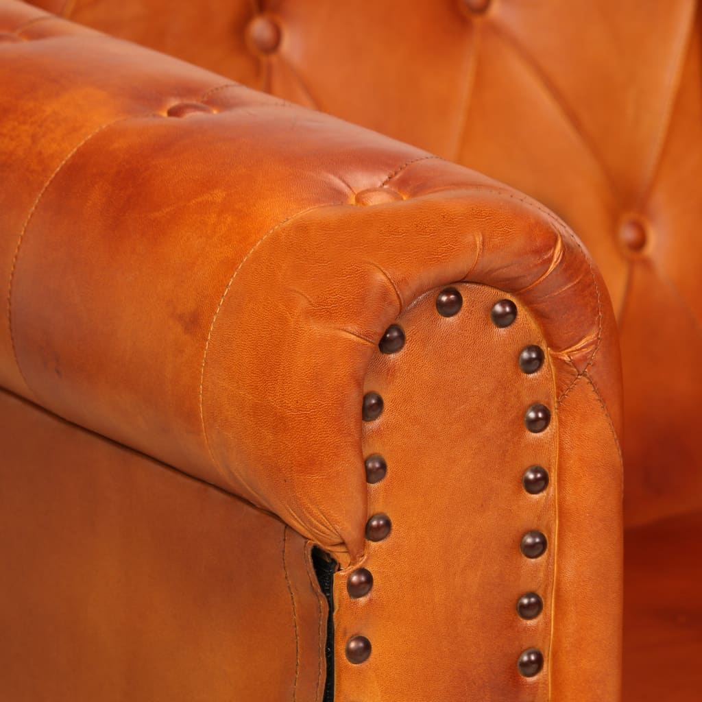 Fauteuil Chesterfield-stijl echt leer tan