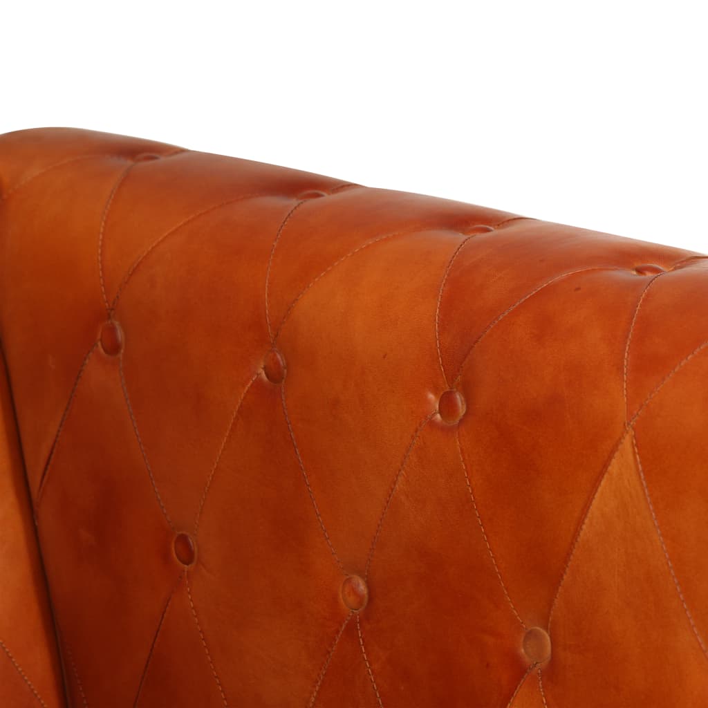 Fauteuil Chesterfield-stijl echt leer tan