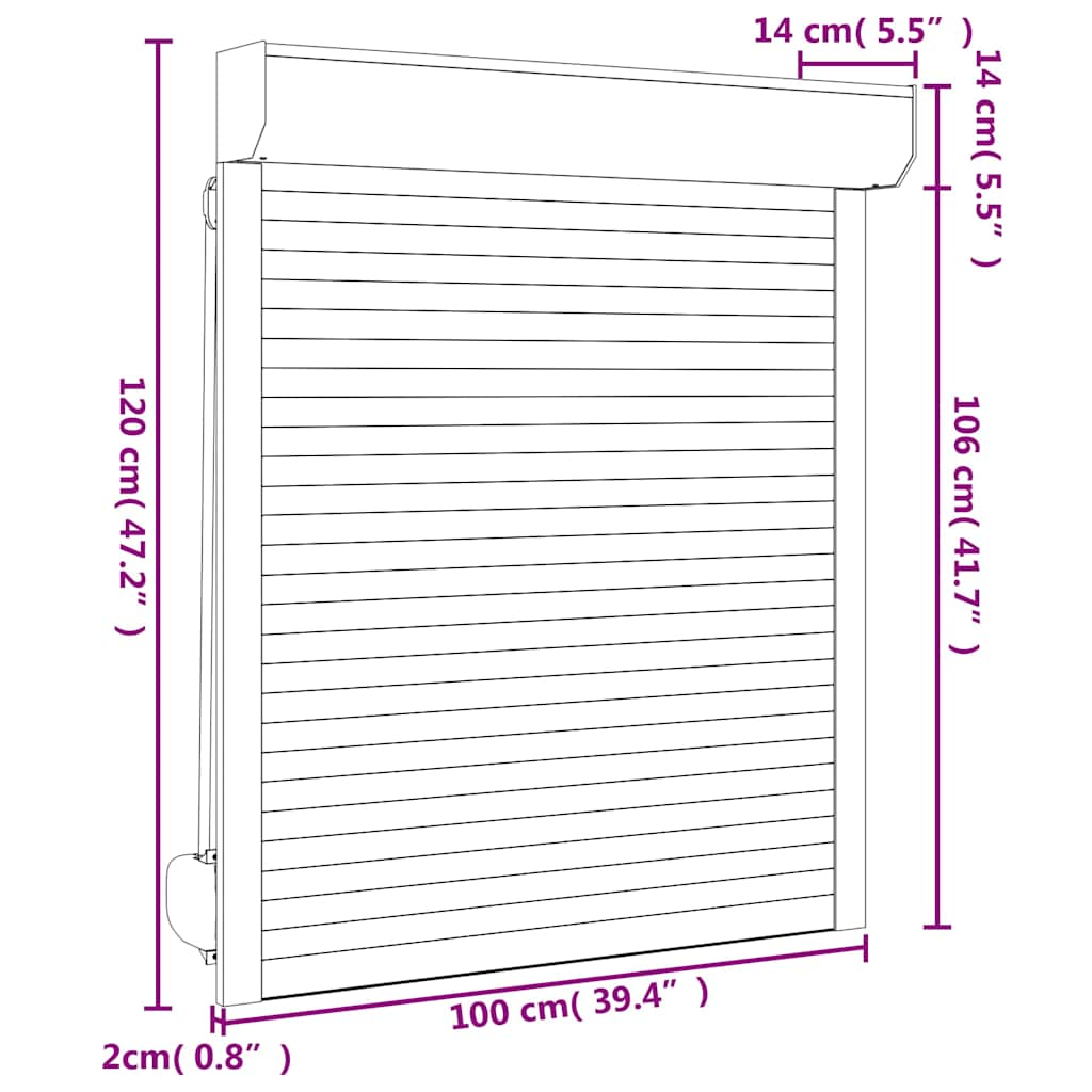 Rolluik 100x120 cm aluminium antracietkleurig