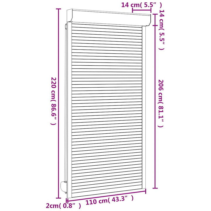 Rolluik 110x220 cm aluminium antracietkleurig