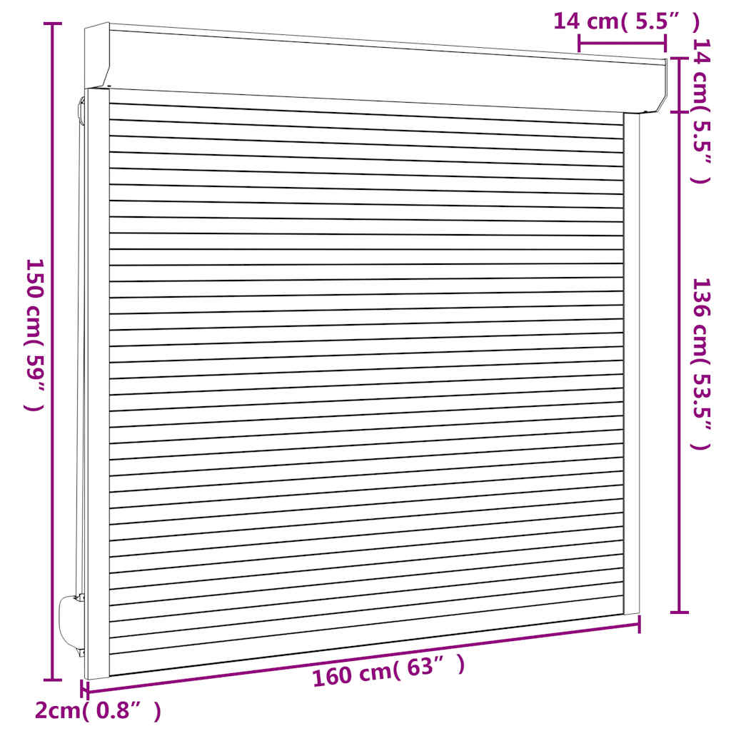 Rolluik 160x150 cm aluminium antracietkleurig