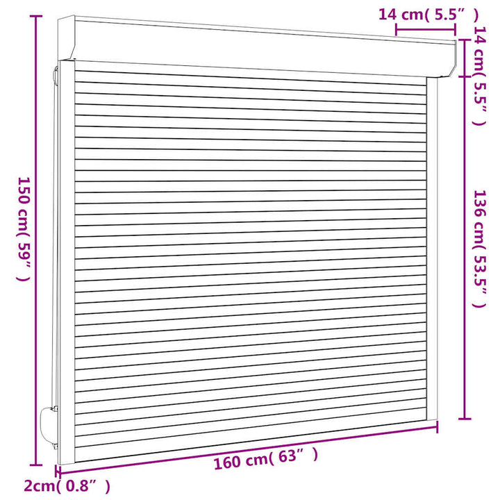 Rolluik 160x150 cm aluminium antracietkleurig