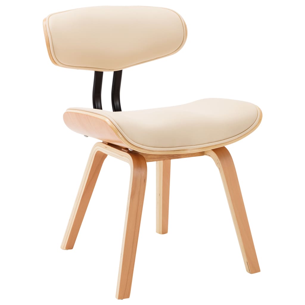 Eetkamerstoelen 2 st gebogen hout en kunstleer crèmekleurig