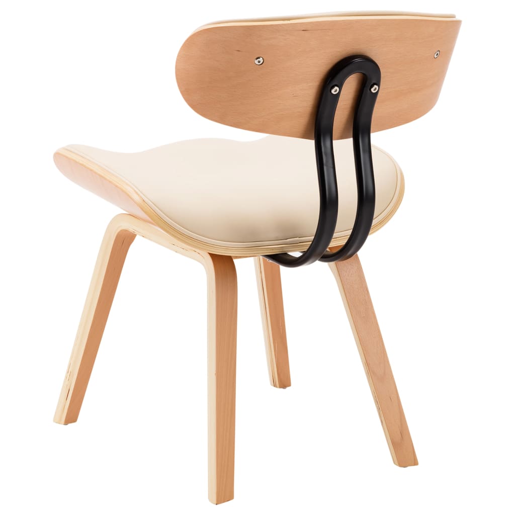 Eetkamerstoelen 2 st gebogen hout en kunstleer crèmekleurig