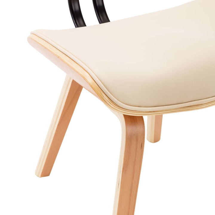 Eetkamerstoelen 2 st gebogen hout en kunstleer crèmekleurig