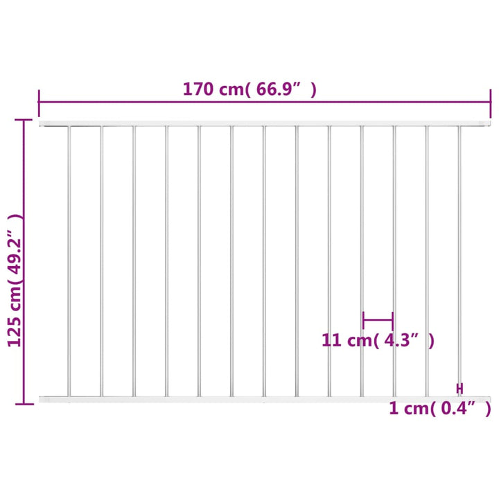 Hekpaneel 1,7x1,25 m gepoedercoat staal wit