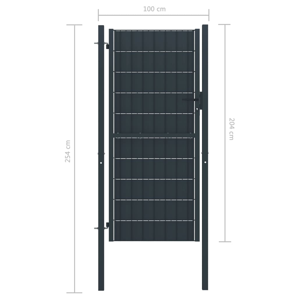 Poort 100x204 cm PVC en staal antracietkleurig