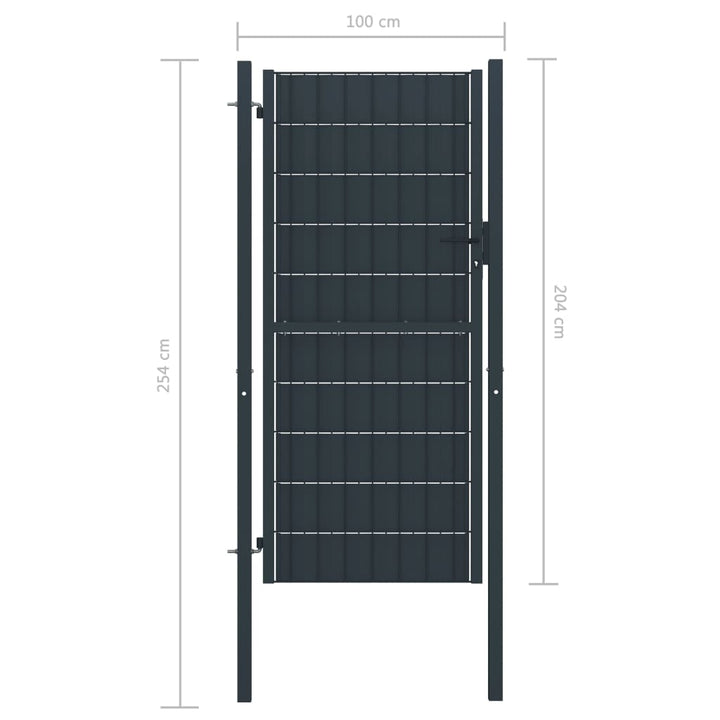 Poort 100x204 cm PVC en staal antracietkleurig