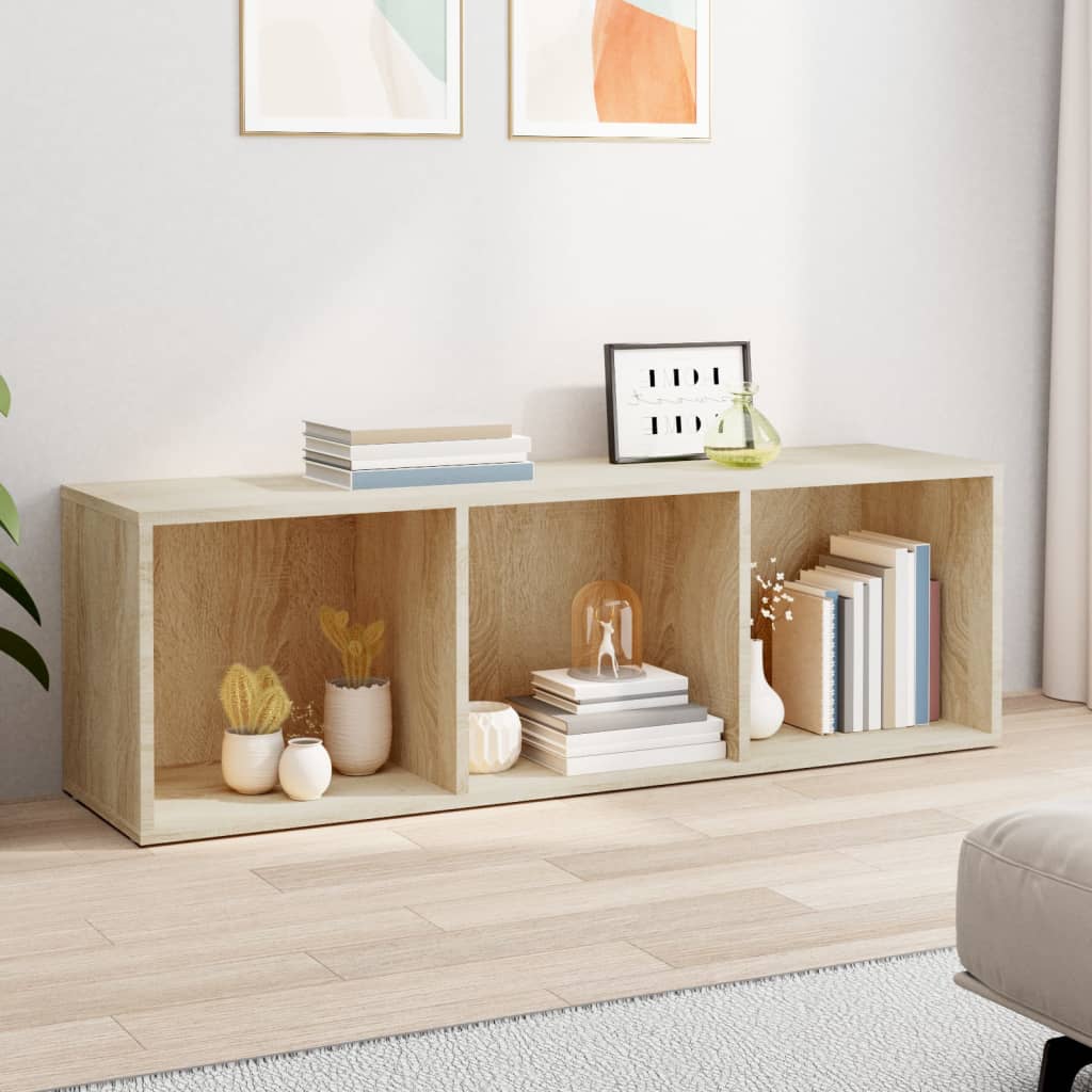 Boekenkast/tv-meubel 36x30x114cm bewerkt hout sonoma eikenkleur