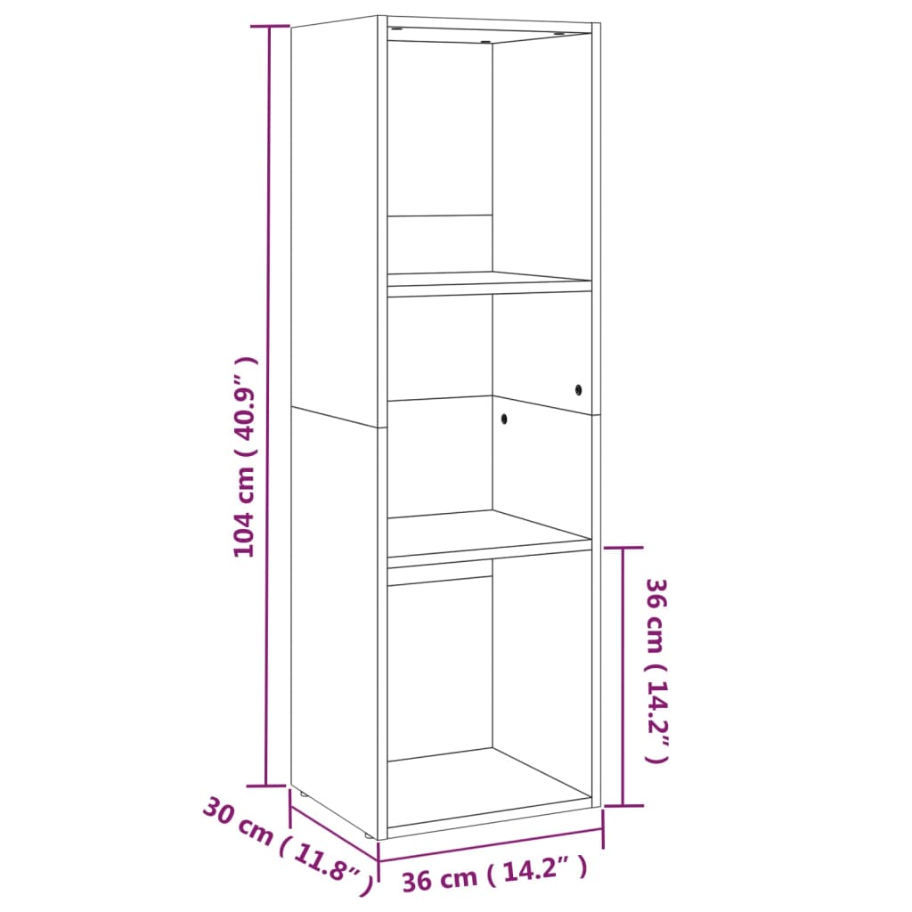 Boekenkast/tv-meubel 36x30x114cm bewerkt hout sonoma eikenkleur