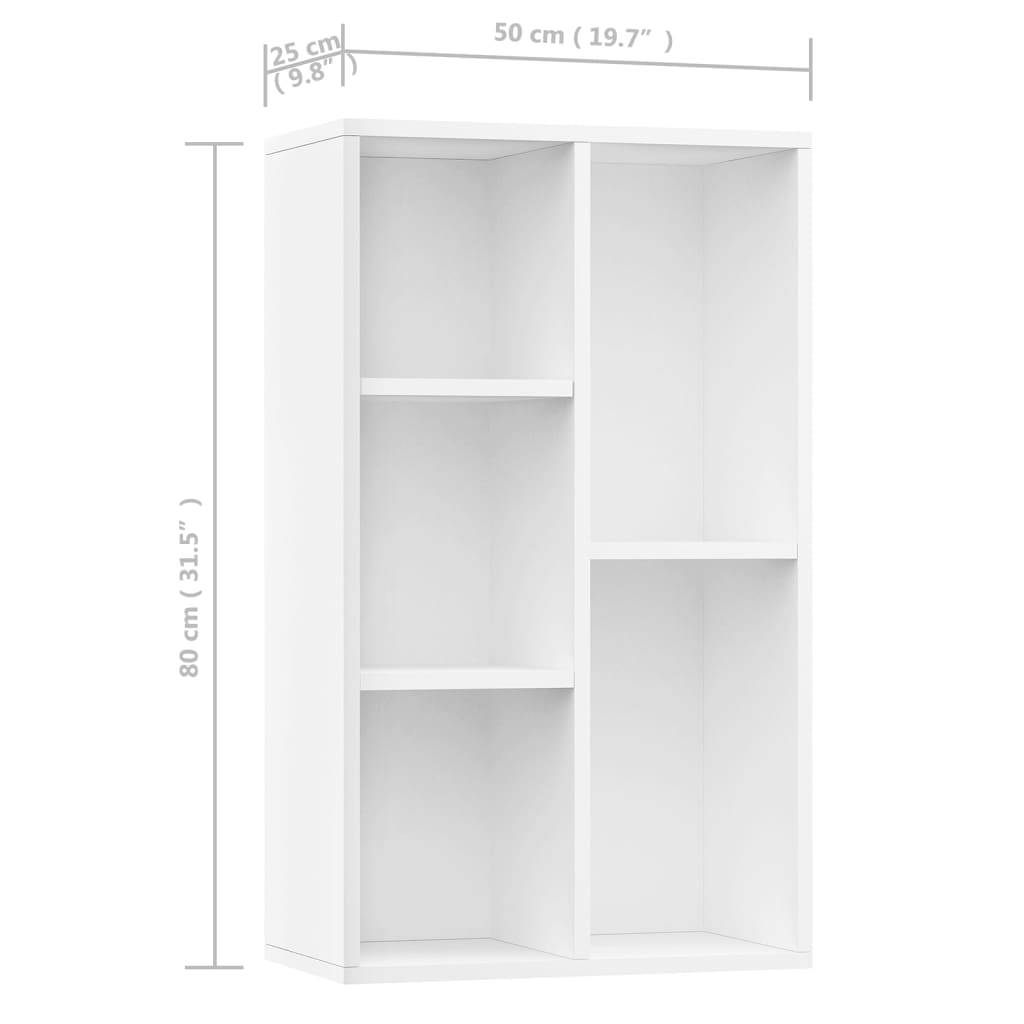 Boekenkast/dressoir 50x25x80 cm bewerkt hout wit