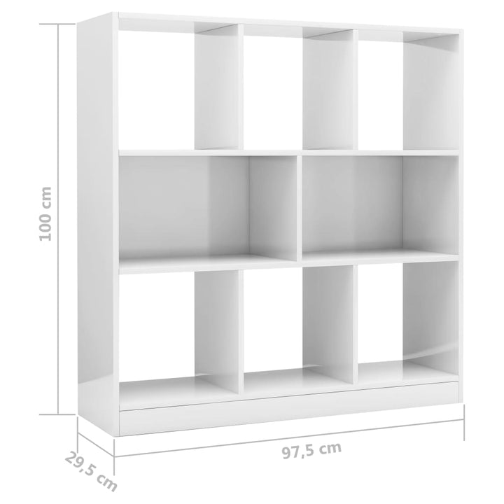 Boekenkast 97,5x29,5x100 cm bewerkt hout hoogglans wit