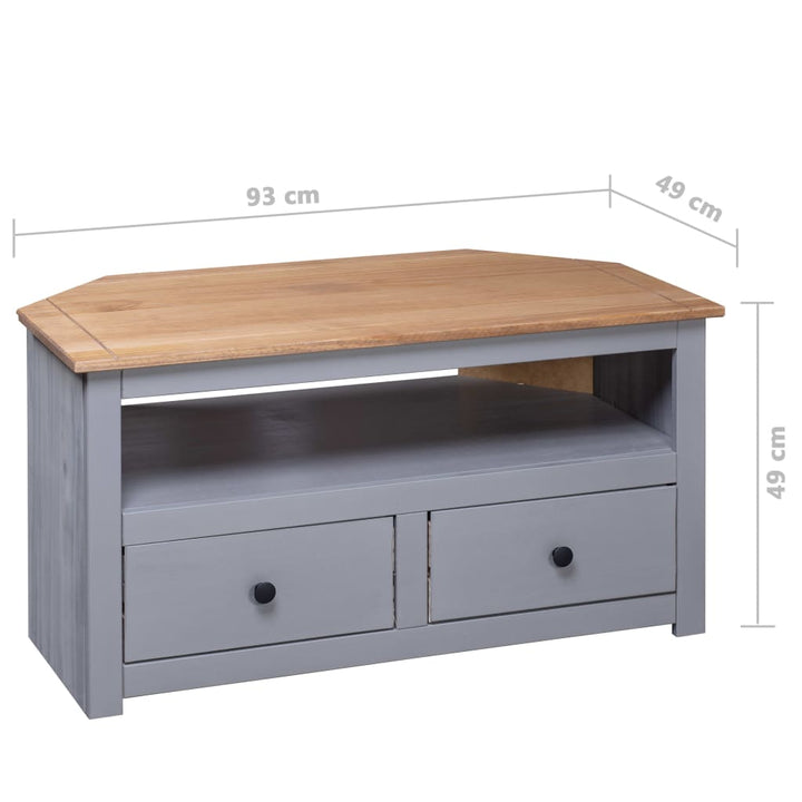 Tv-hoekkast Panama Range 93x49x49 cm massief grenenhout grijs