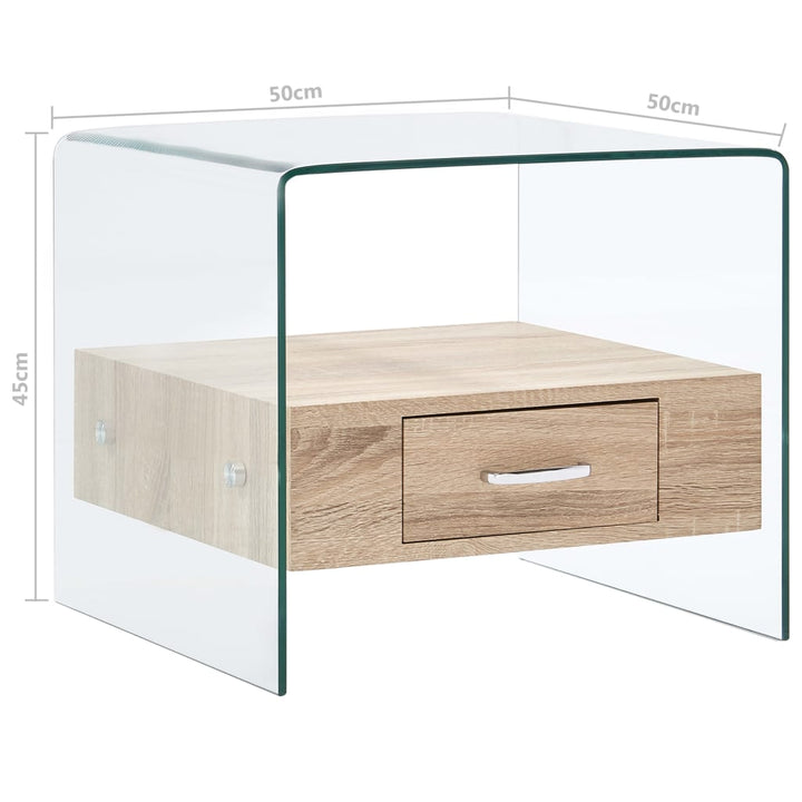 Salontafel met lade 50x50x45 cm gehard glas