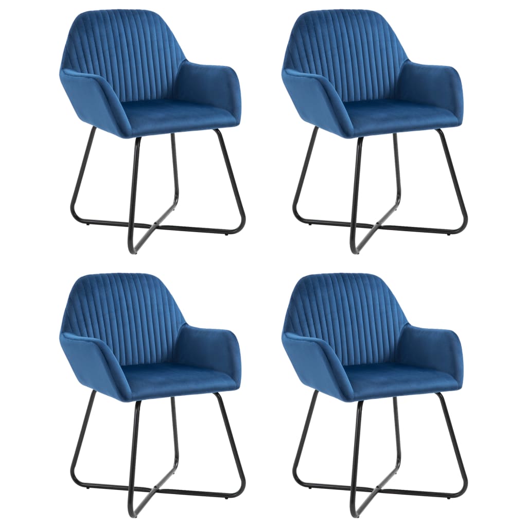 Eetkamerstoelen 4 st fluweel blauw