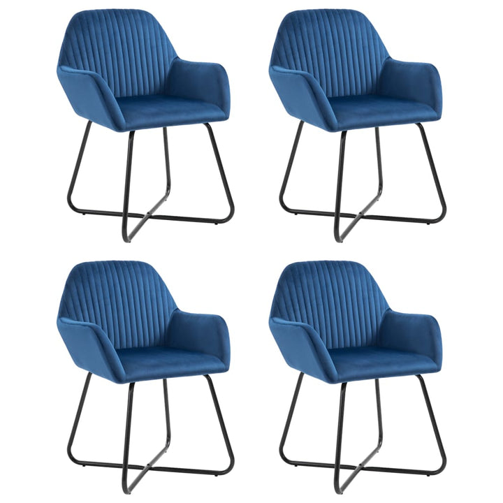 Eetkamerstoelen 4 st fluweel blauw