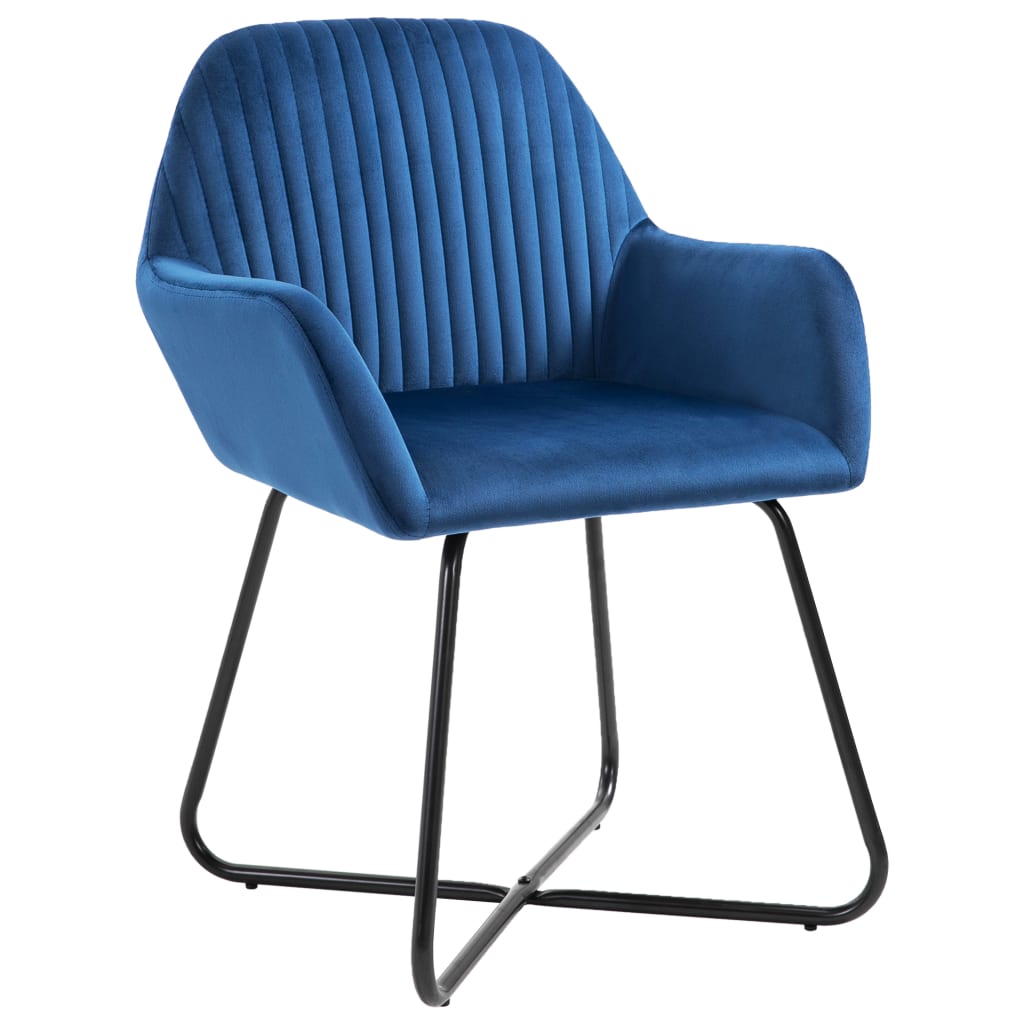 Eetkamerstoelen 4 st fluweel blauw