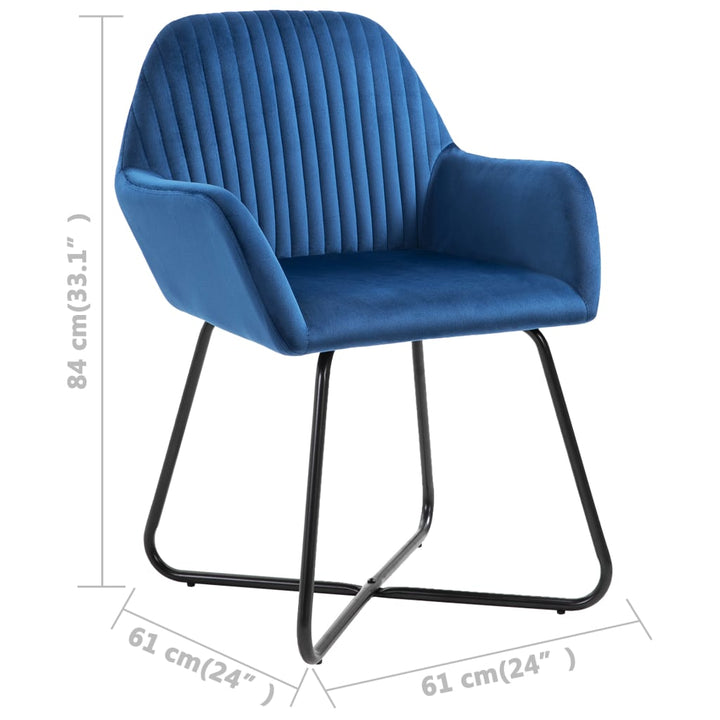 Eetkamerstoelen 4 st fluweel blauw