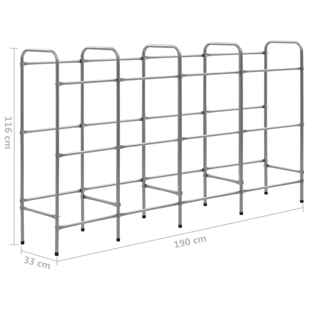 Opbergrek voor 12 kratten 190x33x116 cm staal zilverkleurig