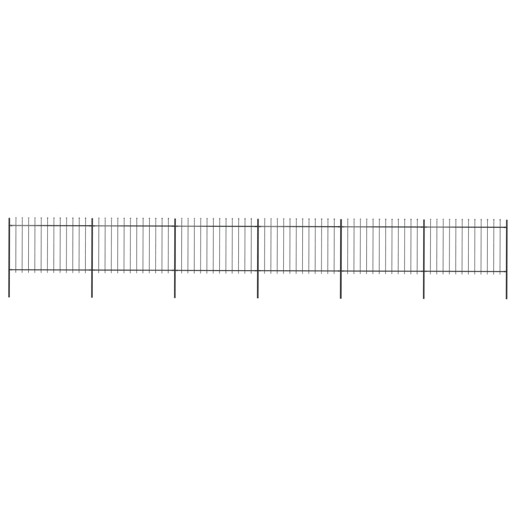 Tuinhek met speren bovenkant 10,2x1,2m staal zwart