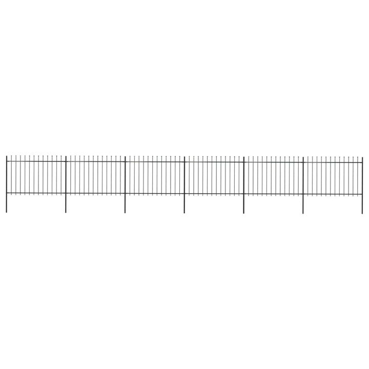 Tuinhek met speren bovenkant 10,2x1,2m staal zwart