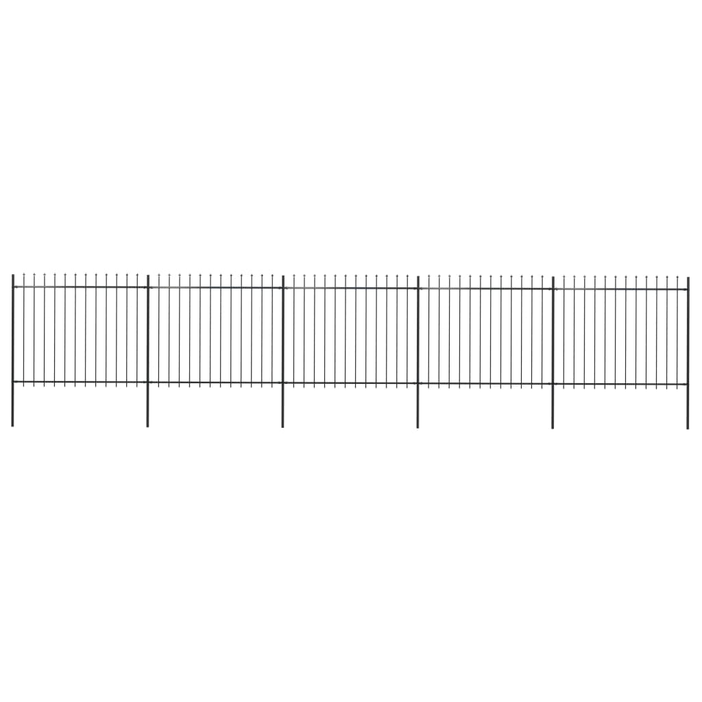 Tuinhek met speren bovenkant 8,5x1,5 m staal zwart