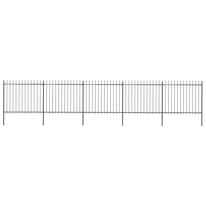 Tuinhek met speren bovenkant 8,5x1,5 m staal zwart