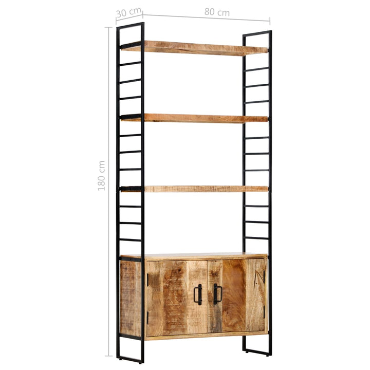 Boekenkast met 4 schappen 80x30x180 cm ruw mangohout