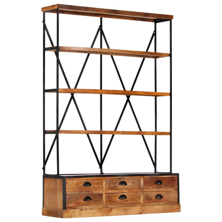 Boekenkast 4-laags met 6 lades 122x36x181 cm massief mangohout