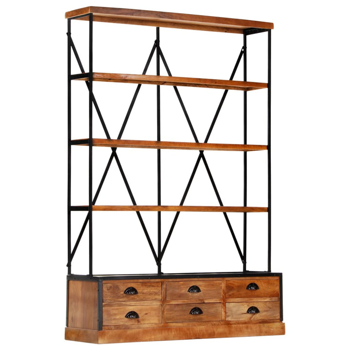 Boekenkast 4-laags met 6 lades 122x36x181 cm massief mangohout