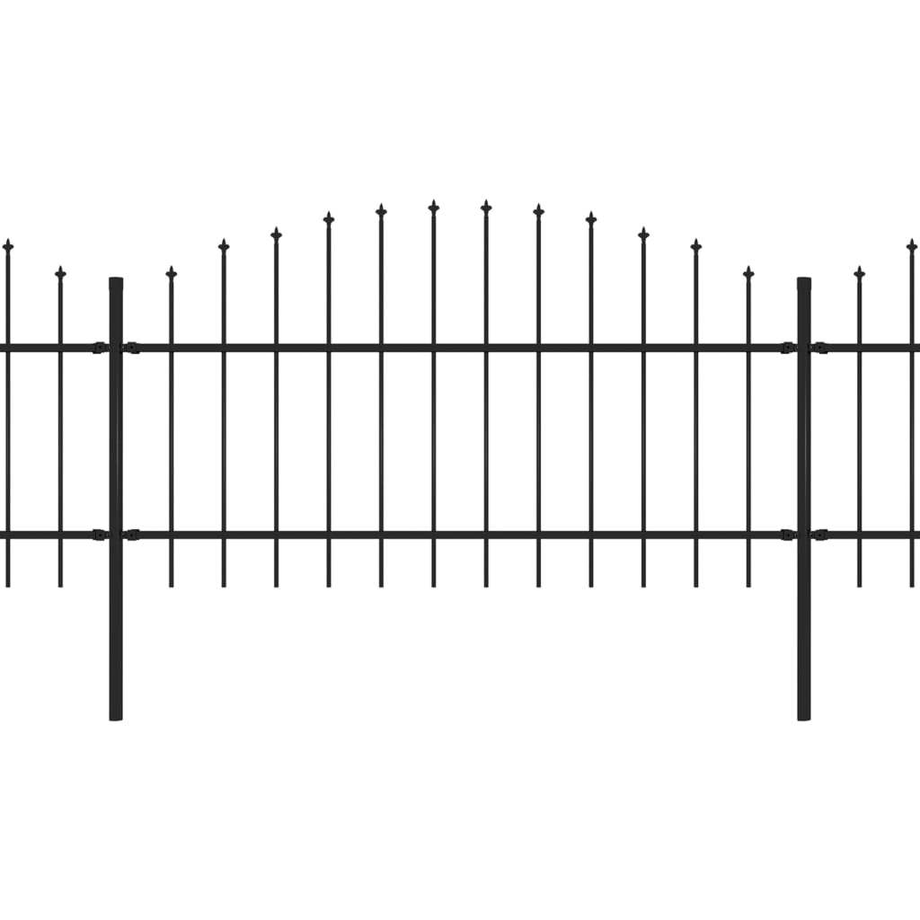 Tuinhek met speren bovenkant (1-1,25)x10,2 m staal zwart