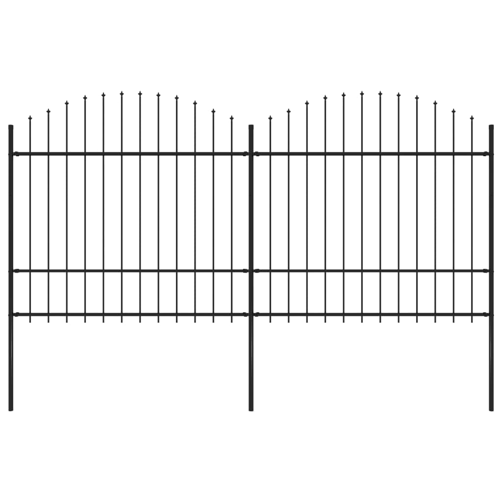 Tuinhek met speren bovenkant (1,5-1,75)x3,4 m staal zwart