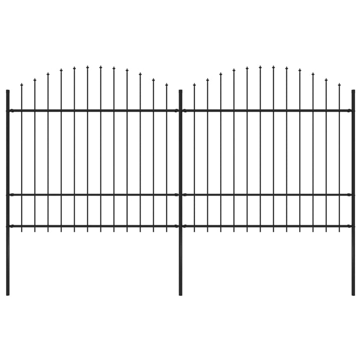 Tuinhek met speren bovenkant (1,5-1,75)x3,4 m staal zwart